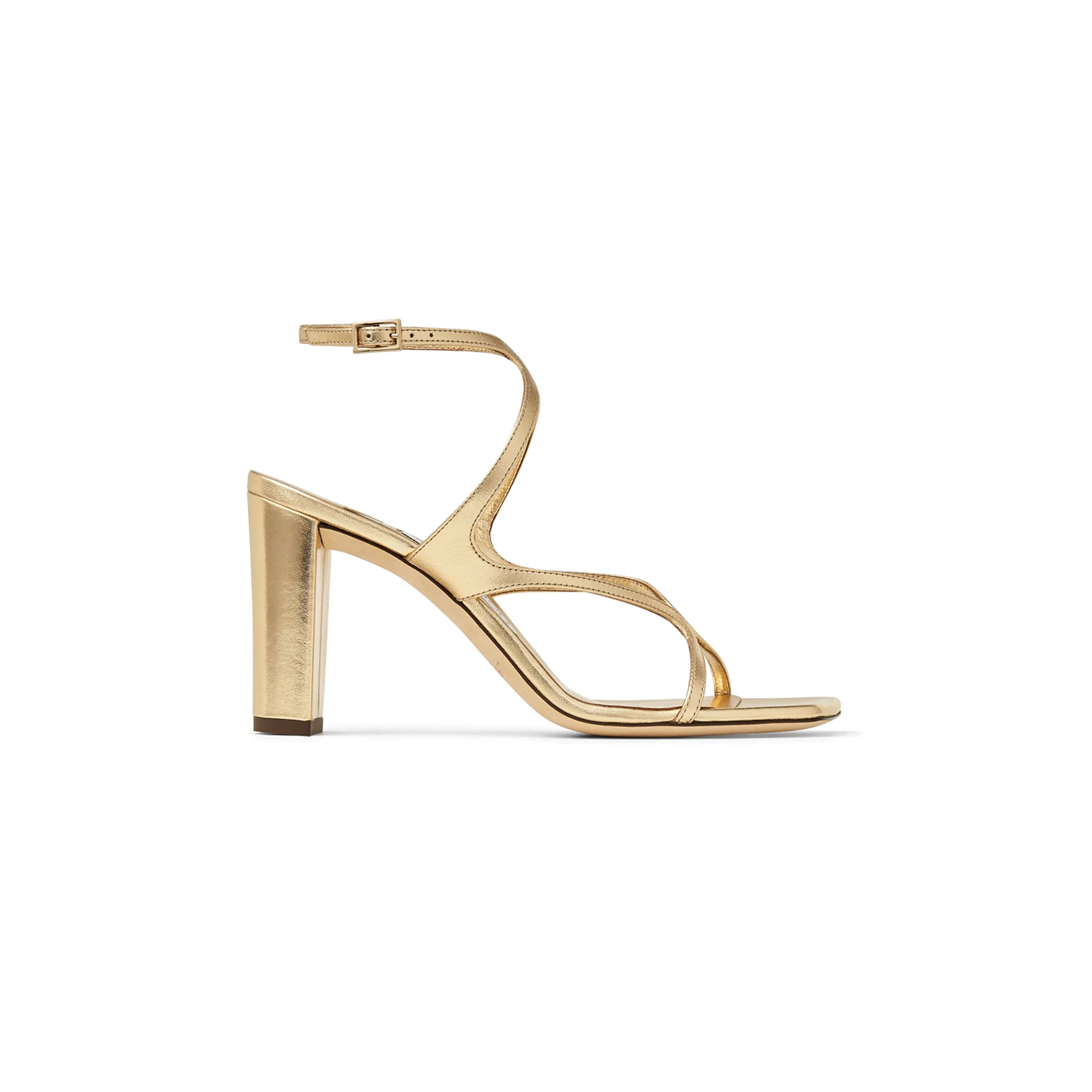 Ji*y Ch* azie 85 gold metallic nappa leather sandals azie85mna